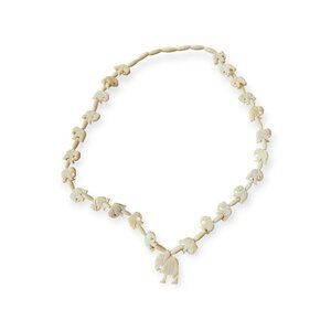 Vintage Carved Elephant Necklace from India, 70s